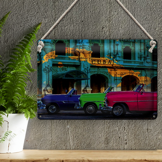 Blechschild Spruch 30x20cm Cuba Karte 3 Autos Oldtimer