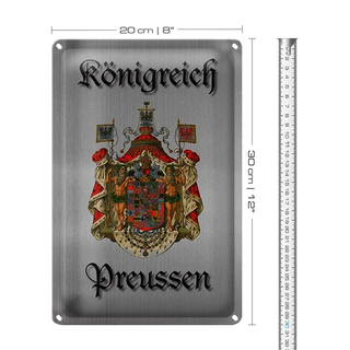 Blechschild Spruch 20x30cm Königreich Preussen Wappen graues Schild