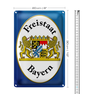 Blechschild Spruch 20x30cm Freistaat Bayern Wappen blaues Schild