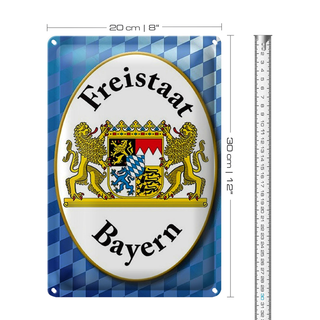 Blechschild Spruch 20x30cm Freistaat Bayern Wappen
