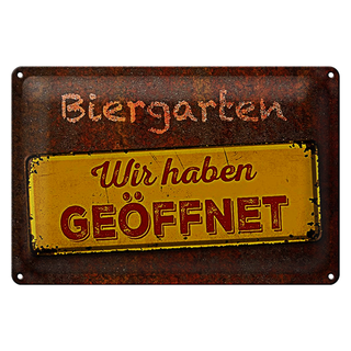 Blechschild Spruch 30x20cm Biergarten wir haben geöffnet
