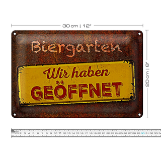 Blechschild Spruch 30x20cm Biergarten wir haben geöffnet