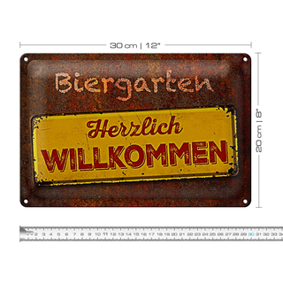 Blechschild Spruch 30x20cm Biergarten herzlich willkommen