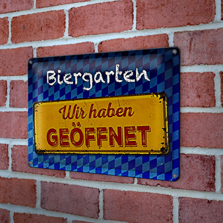 Blechschild Bayern 30x20cm Biergarten wir haben geöffnet