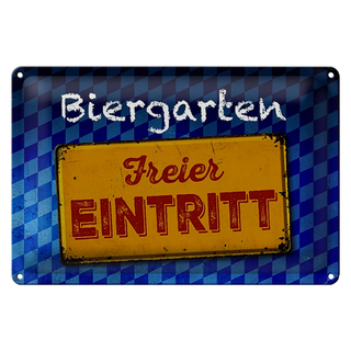Blechschild Bayern 30x20cm Biergarten freier Eintritt