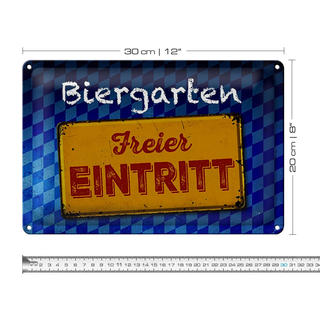 Blechschild Bayern 30x20cm Biergarten freier Eintritt