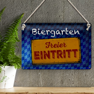 Blechschild Bayern 30x20cm Biergarten freier Eintritt