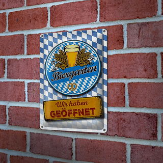 Blechschild Bayern 20x30cm Biergarten wir haben geöffnet