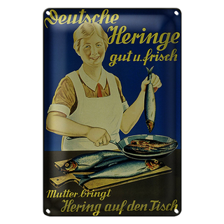 Blechschild Spruch 20x30cm Fisch Deutsche Heringe gut frisch