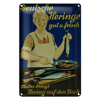 Blechschild Spruch 20x30cm Fisch Deutsche Heringe gut frisch