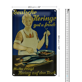 Blechschild Spruch 20x30cm Fisch Deutsche Heringe gut frisch