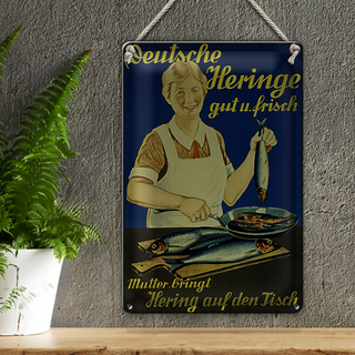 Blechschild Spruch 20x30cm Fisch Deutsche Heringe gut frisch
