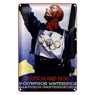 Blechschild Spruch 20x30cm Olympische Winterspiele 1936
