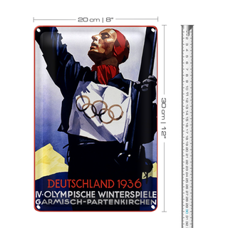 Blechschild Spruch 20x30cm Olympische Winterspiele 1936