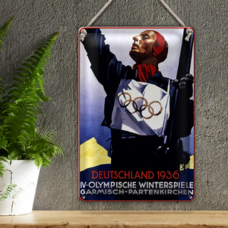 Blechschild Spruch 20x30cm Olympische Winterspiele 1936