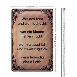 Blechschild Spruch 20x30cm wer ned liabt und wer ned lacht
