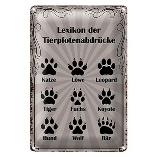 Blechschild Spruch 20x30cm Lexikon Tierpfotenabdrücke Tiere