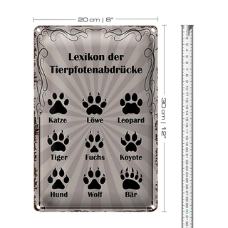 Blechschild Spruch 20x30cm Lexikon Tierpfotenabdrücke Tiere