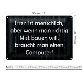 Blechschild Spruch 30x20cm Irren menschlich aber wenn Mist