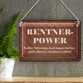 Blechschild Spruch 30x20cm Rentner Power Senioren Alter