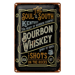 Blechschild Spruch 20x30cm Bourbon Whiskey shots on rocks