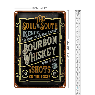 Blechschild Spruch 20x30cm Bourbon Whiskey shots on rocks