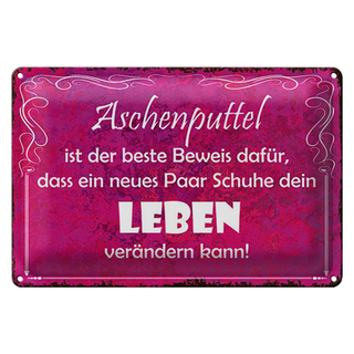 Blechschild Spruch 30x20cm Aschenputtel Schuhe ändern Leben