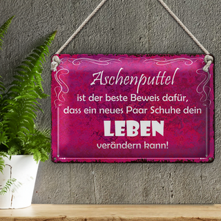 Blechschild Spruch 30x20cm Aschenputtel Schuhe ändern Leben