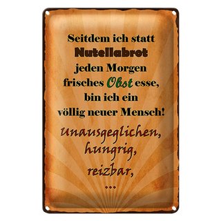 Blechschild Spruch 20x30cm statt Nutellabrot frisches Obst