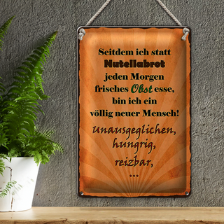 Blechschild Spruch 20x30cm statt Nutellabrot frisches Obst