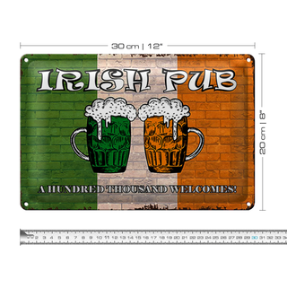 Blechschild Spruch 30x20cm irish pub a hundred thousand