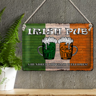 Blechschild Spruch 30x20cm irish pub a hundred thousand