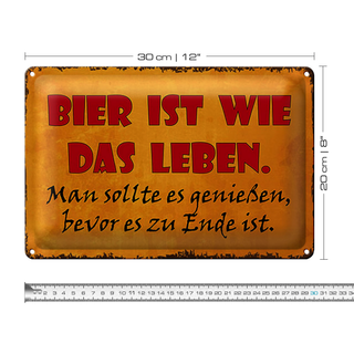 Blechschild Spruch 30x20cm Bier ist wie das Leben man soll