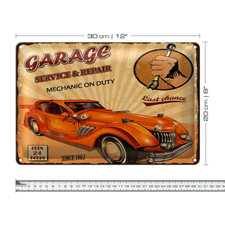 Blechschild Spruch 30x20cm Garage Service mechanic on duty