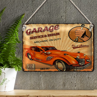 Blechschild Spruch 30x20cm Garage Service mechanic on duty