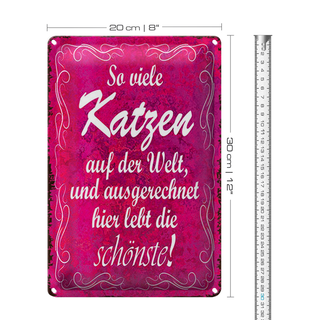 Blechschild Spruch 20x30cm so vilele Katzen auf der Welt