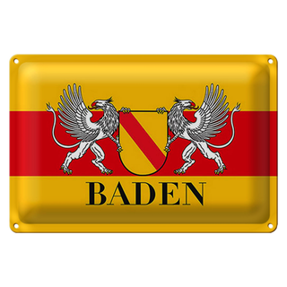 Blechschild Flagge 30x20cm Baden Wappen Wanddeko