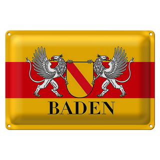 Blechschild Flagge 30x20cm Baden Wappen Wanddeko