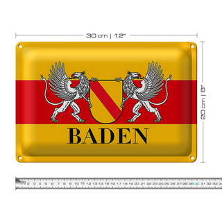 Blechschild Flagge 30x20cm Baden Wappen Wanddeko