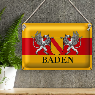 Blechschild Flagge 30x20cm Baden Wappen Wanddeko