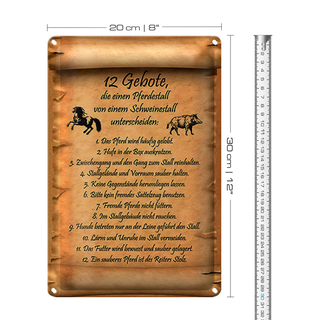 Blechschild Spruch 20x30cm Gebote Pferdestall Schweinestall