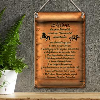 Blechschild Spruch 20x30cm Gebote Pferdestall Schweinestall
