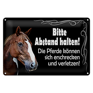 Blechschild Spruch 30x20cm bitte Abstand halten Pferde