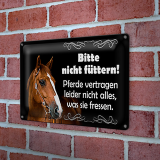 Blechschild Spruch 30x20cm bitte nicht füttern Pferde