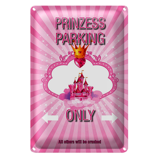 Blechschild Spruch 20x30cm Prinzess parking only rosa Krone