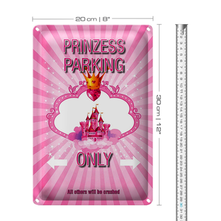Blechschild Spruch 20x30cm Prinzess parking only rosa Krone