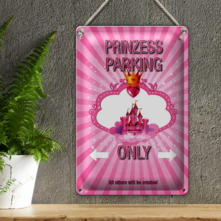 Blechschild Spruch 20x30cm Prinzess parking only rosa Krone