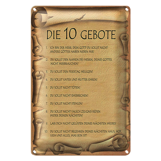 Blechschild Spruch 20x30cm die 10 Gebote Gottes bin Herr