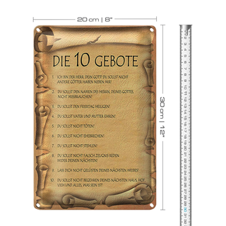 Blechschild Spruch 20x30cm die 10 Gebote Gottes bin Herr