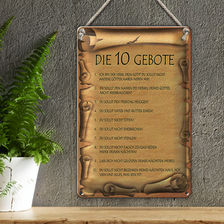 Blechschild Spruch 20x30cm die 10 Gebote Gottes bin Herr
